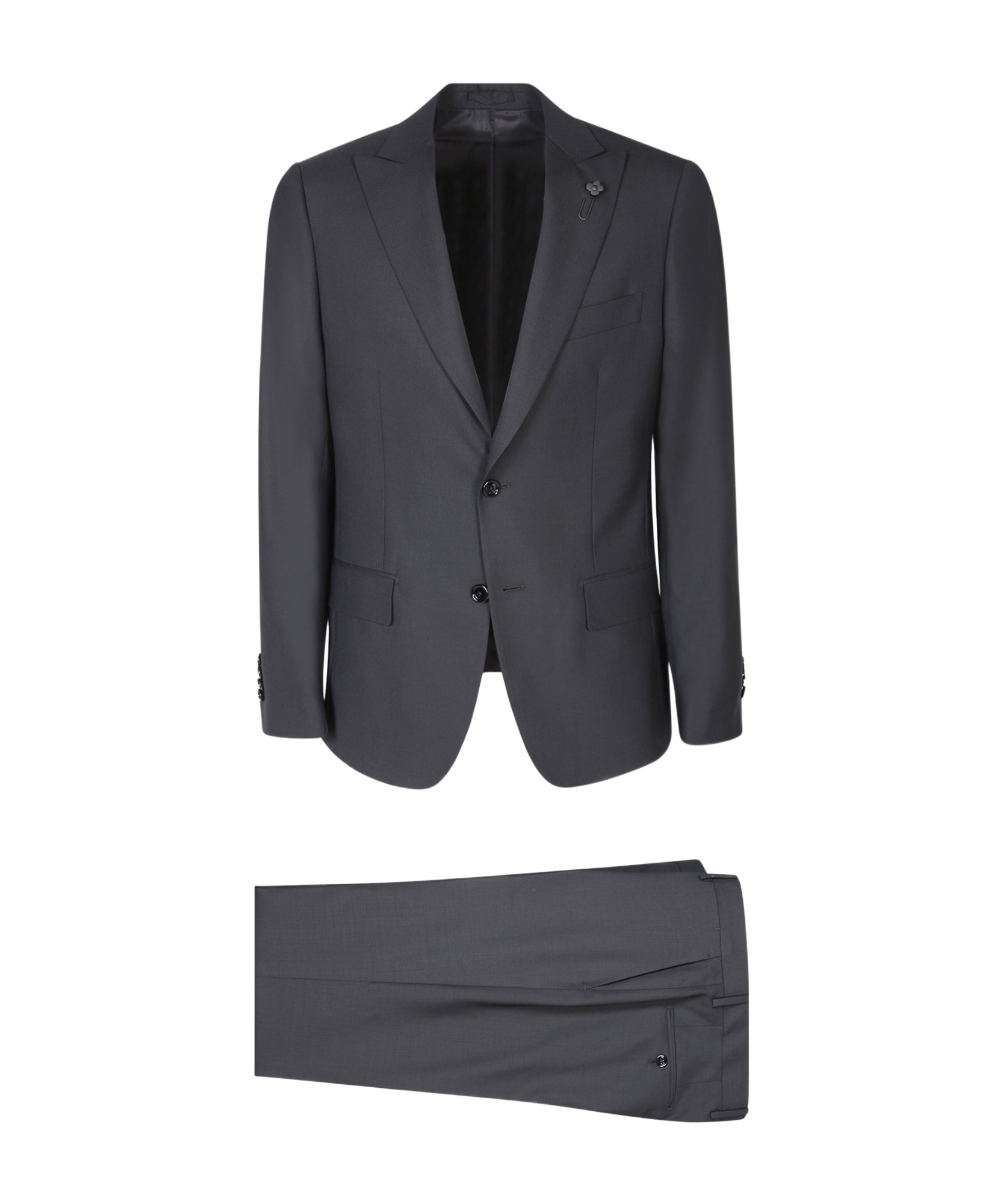 Lardini Single-breasted Wool Suit In Black