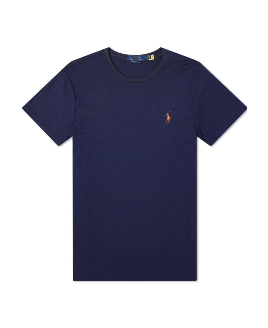 Polo Ralph Lauren Custom Slim-fit In Pima Cotton T-shirt In Blue