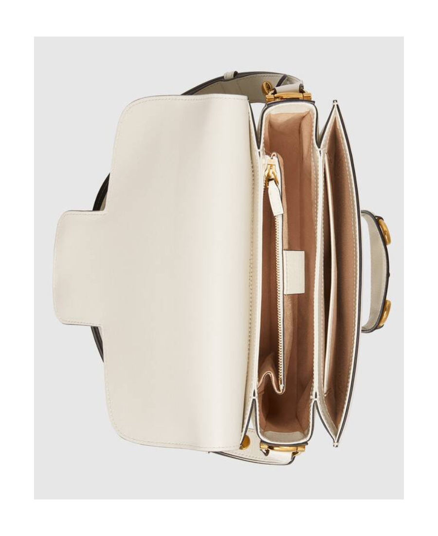 Gucci Horsebit 1955 Leather Shoulder Bag In White