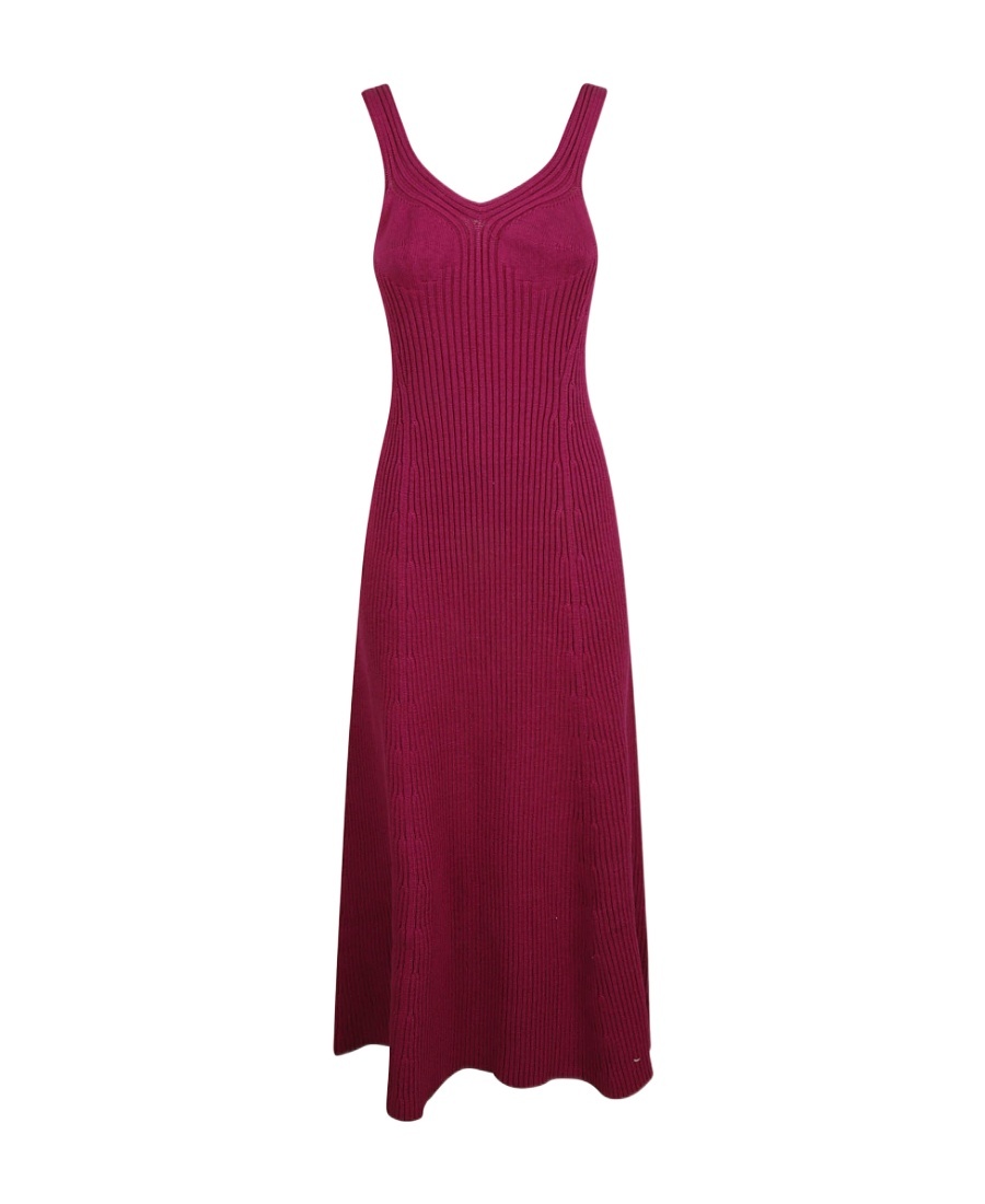 JIL SANDER JIL SANDER RIBBED KNITTED FLARED MIDI DRESS