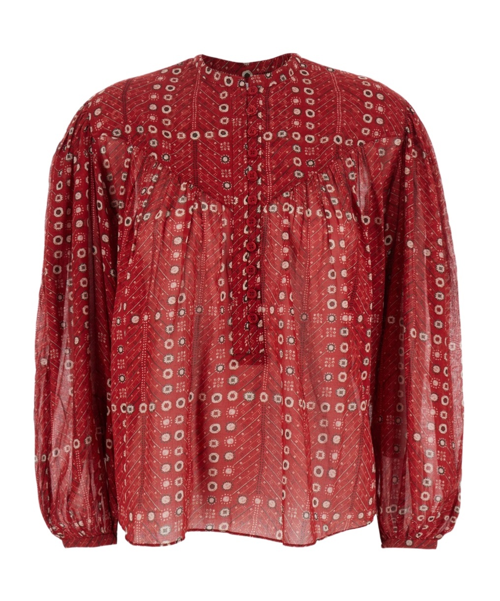 Isabel Marant Étoile Salika Printed Cotton-voile Blouse In Red