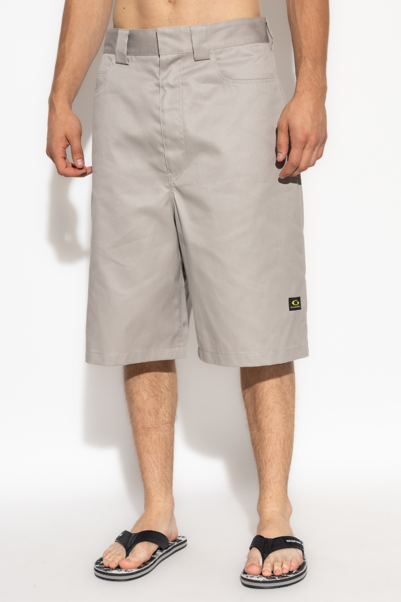 Balenciaga Bermuda Shorts With Logo In Gray