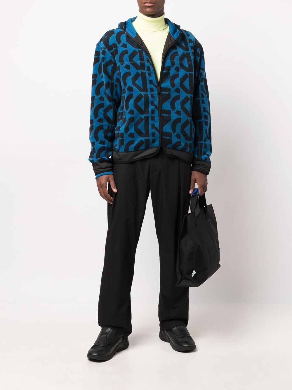 Kenzo Abstract-print Zip-up Hooded Jacket In Blue