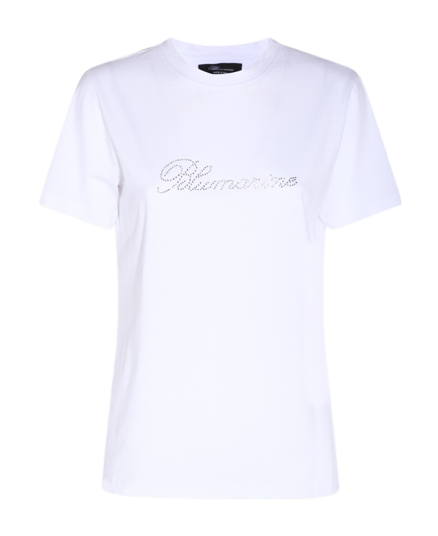 Blumarine Women Logo Cotton T-shirt In White