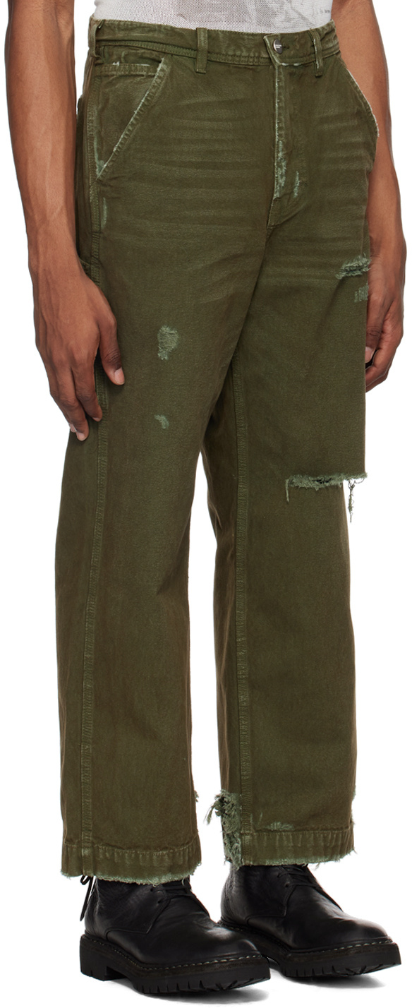 Enfants Riches Deprimes Paint Cargo Pants In Green