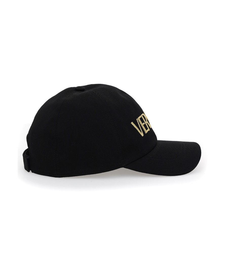 Versace Logo-embroidered Baseball Cap In Black