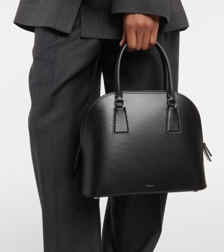 The Row Nina S Leather Tote In Black