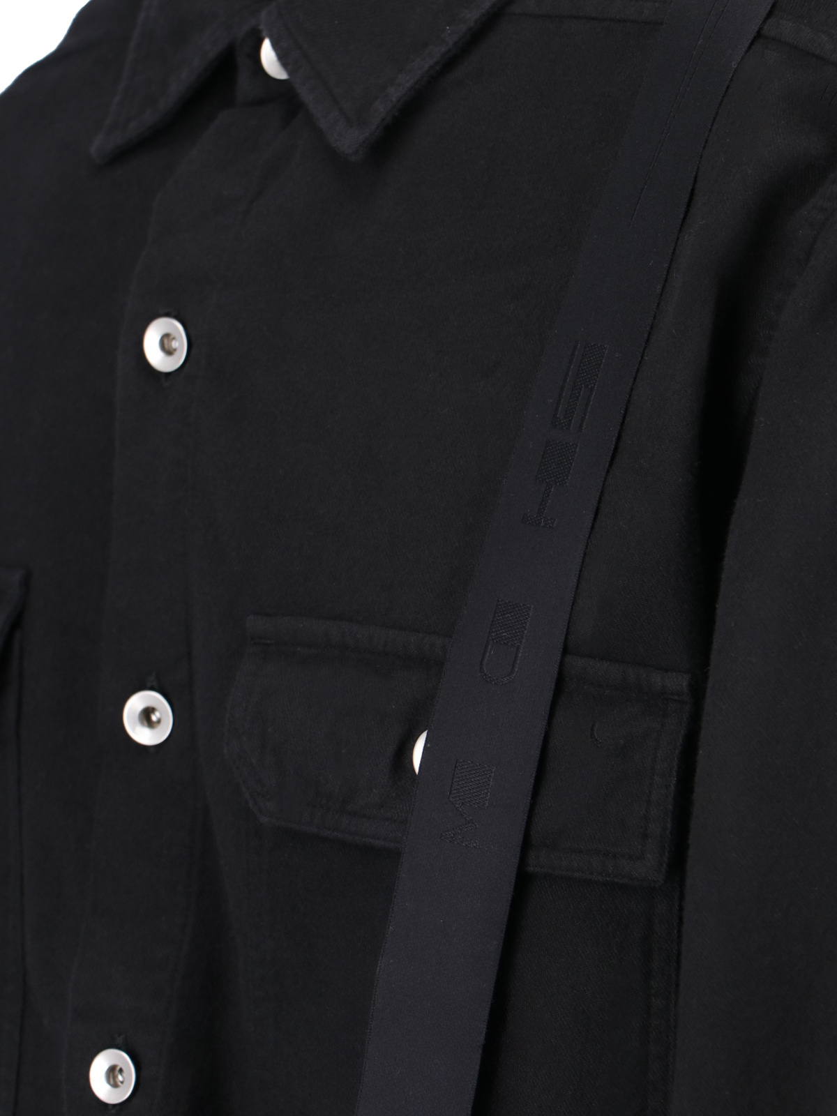 Rick Owens Drkshdw Drawstring Button-up Overshirt In Black