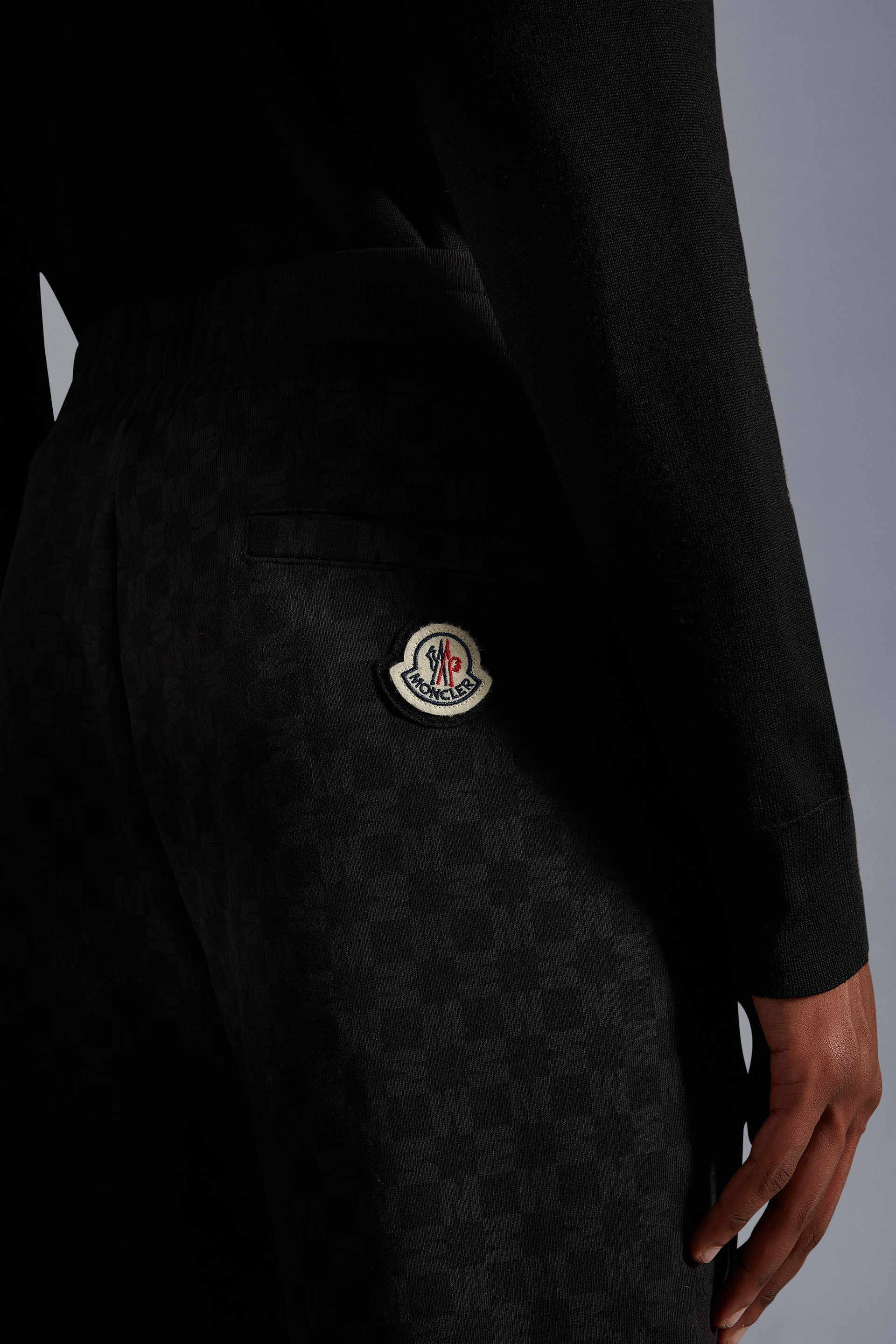 Moncler Monogram-print Track Pants In Black