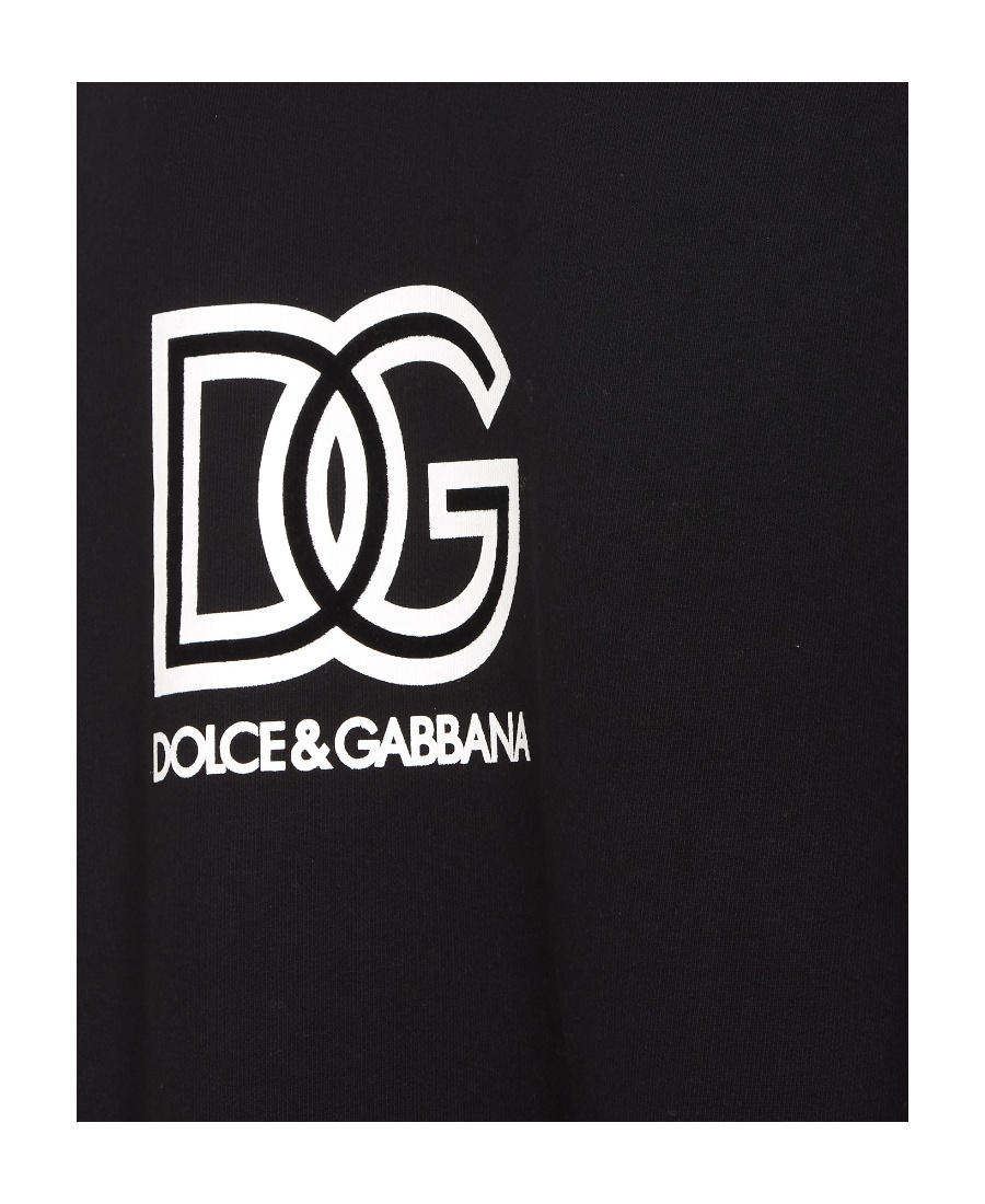 Dolce & Gabbana Logo Cotton Jersey Crewneck Sweatshirt In Black