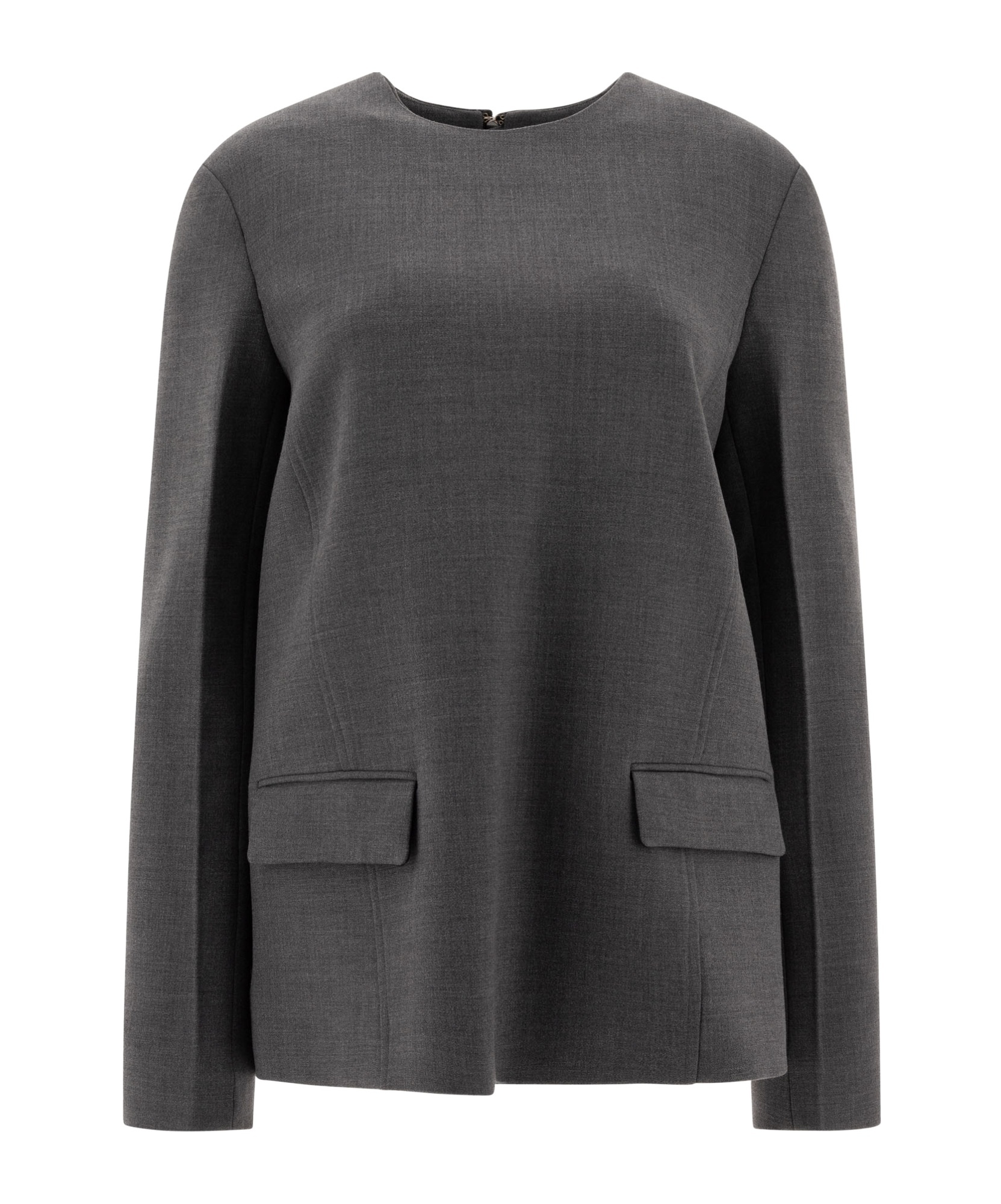Totême Womens Grey Melange Round-neck Shoulder-pad Woven Top In Black