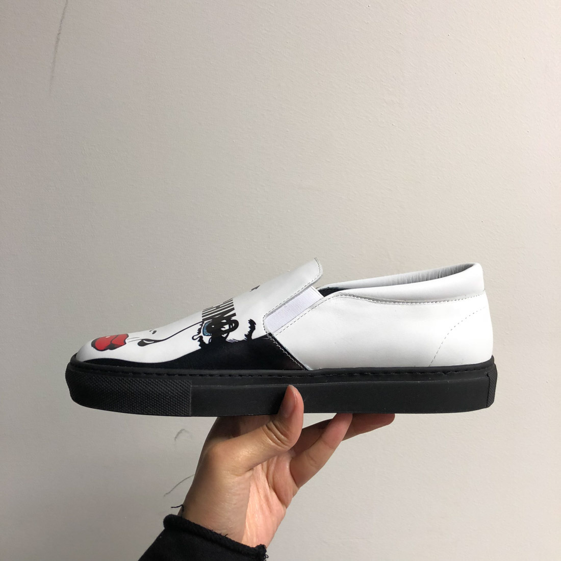 Moschino Portrait Print Cover Shoes In White