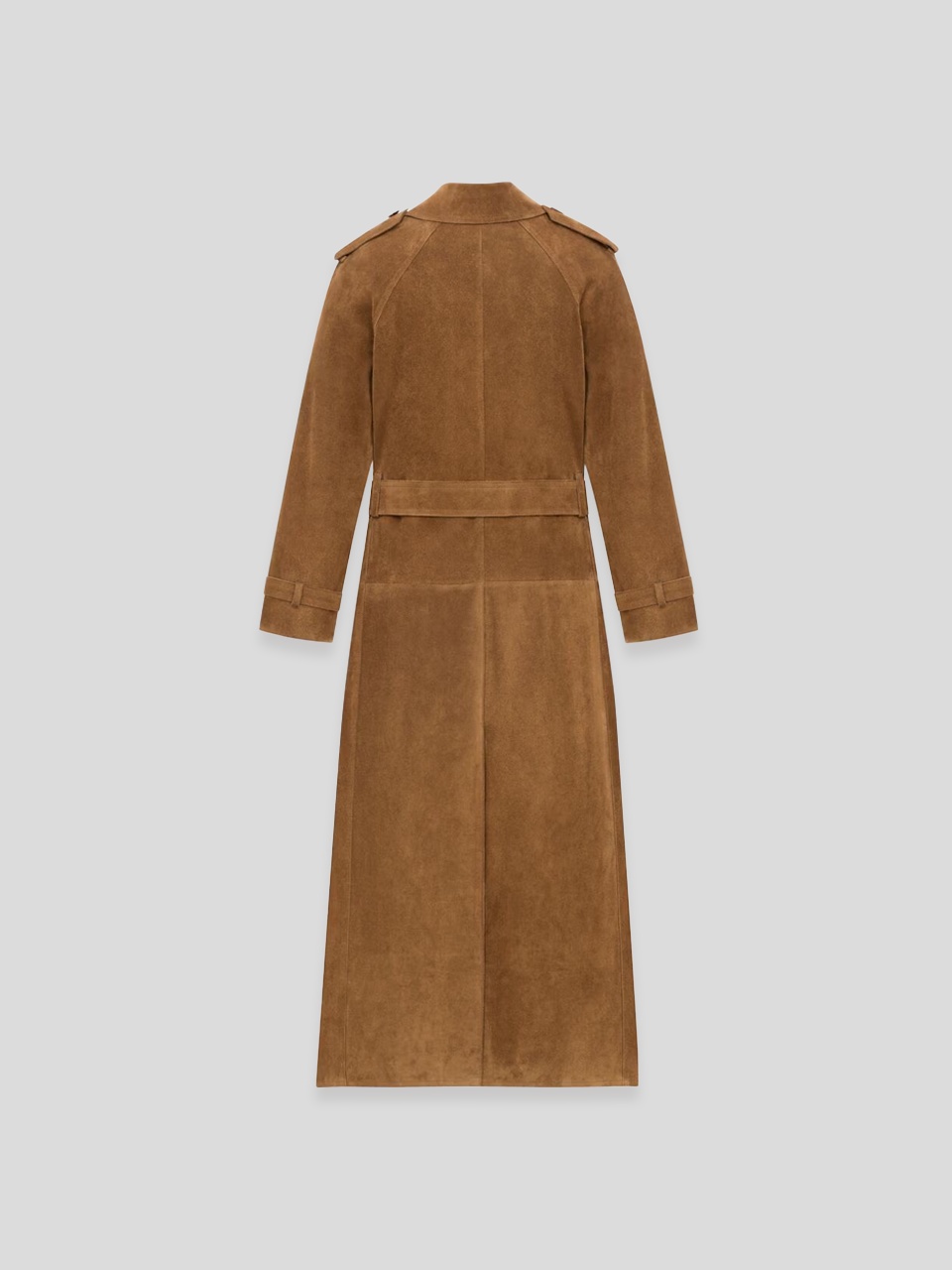 Saint Laurent Double Breasted Belted Trench Coat In Brown