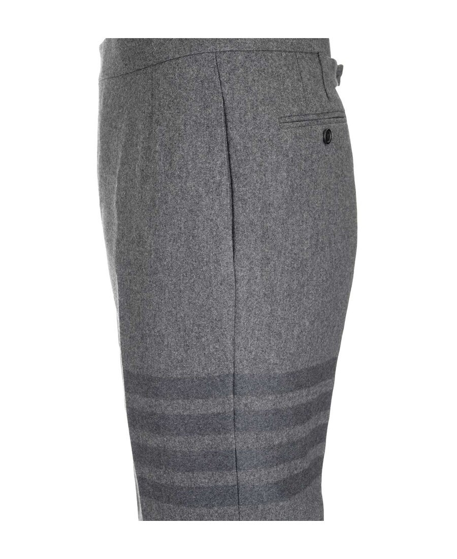 Thom Browne Tonal 4-bar Flannel Trousers In Black