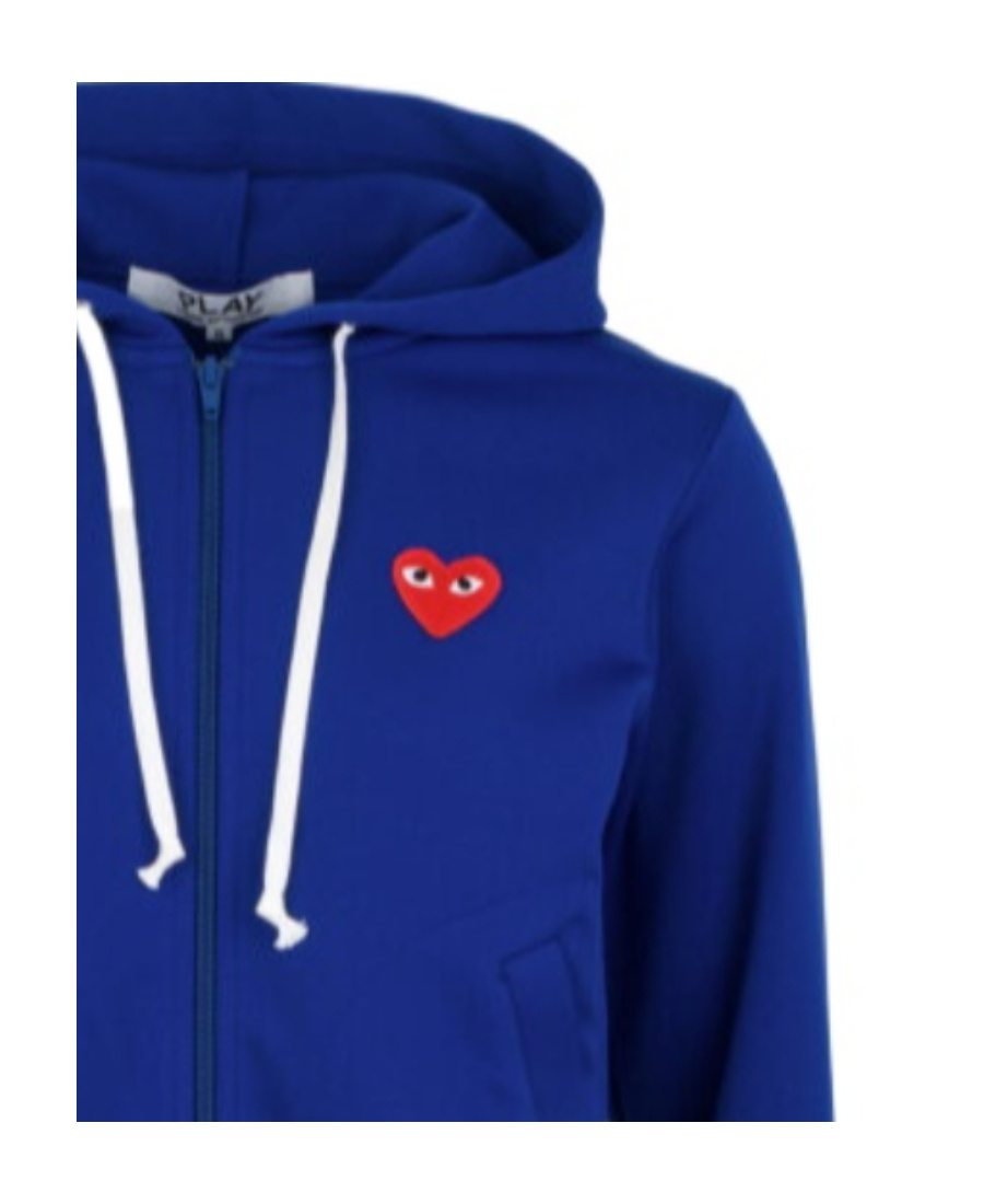 Shop Comme Des Garçons Play Hooded Zipper Casual Jacket In Blue