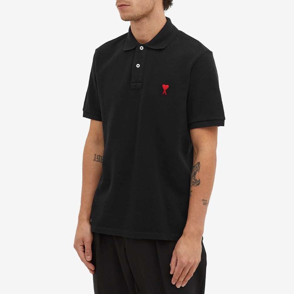 Ami Alexandre Mattiussi Ami Paris Black Ami De Coeur Polo Shirt In Black