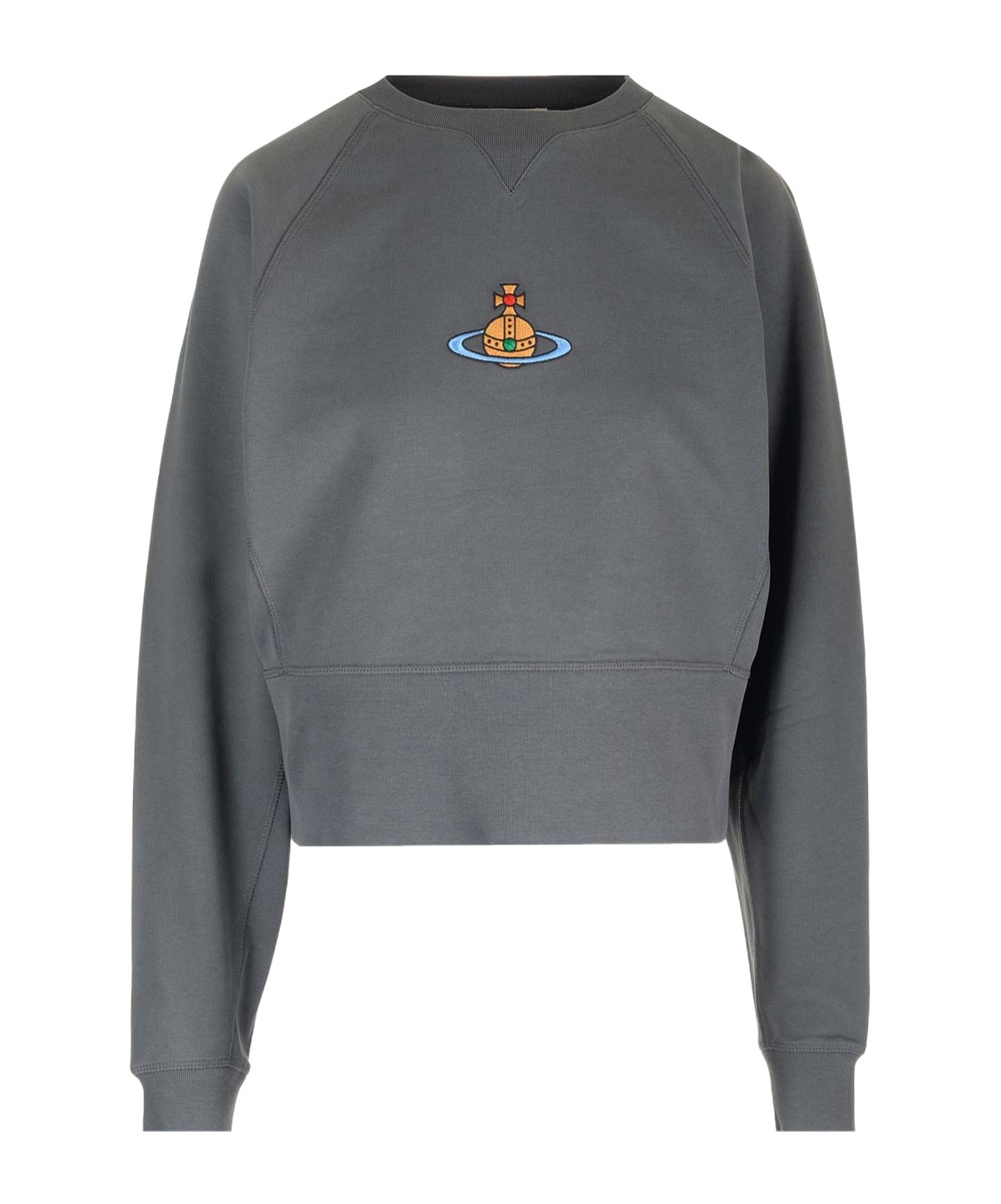 Shop Vivienne Westwood Orb-embroidery Cotton Sweatshirt In Gray