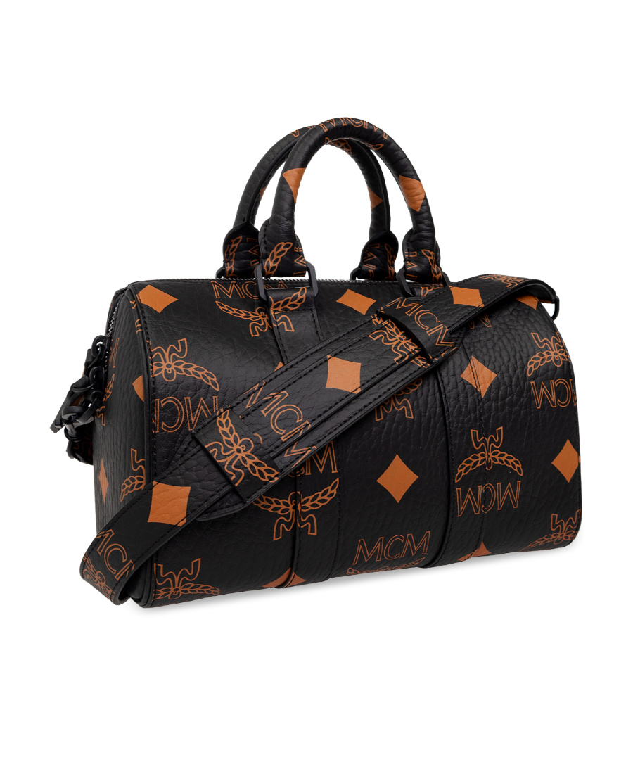 Mcm Zippered Shoulder Bag In Black