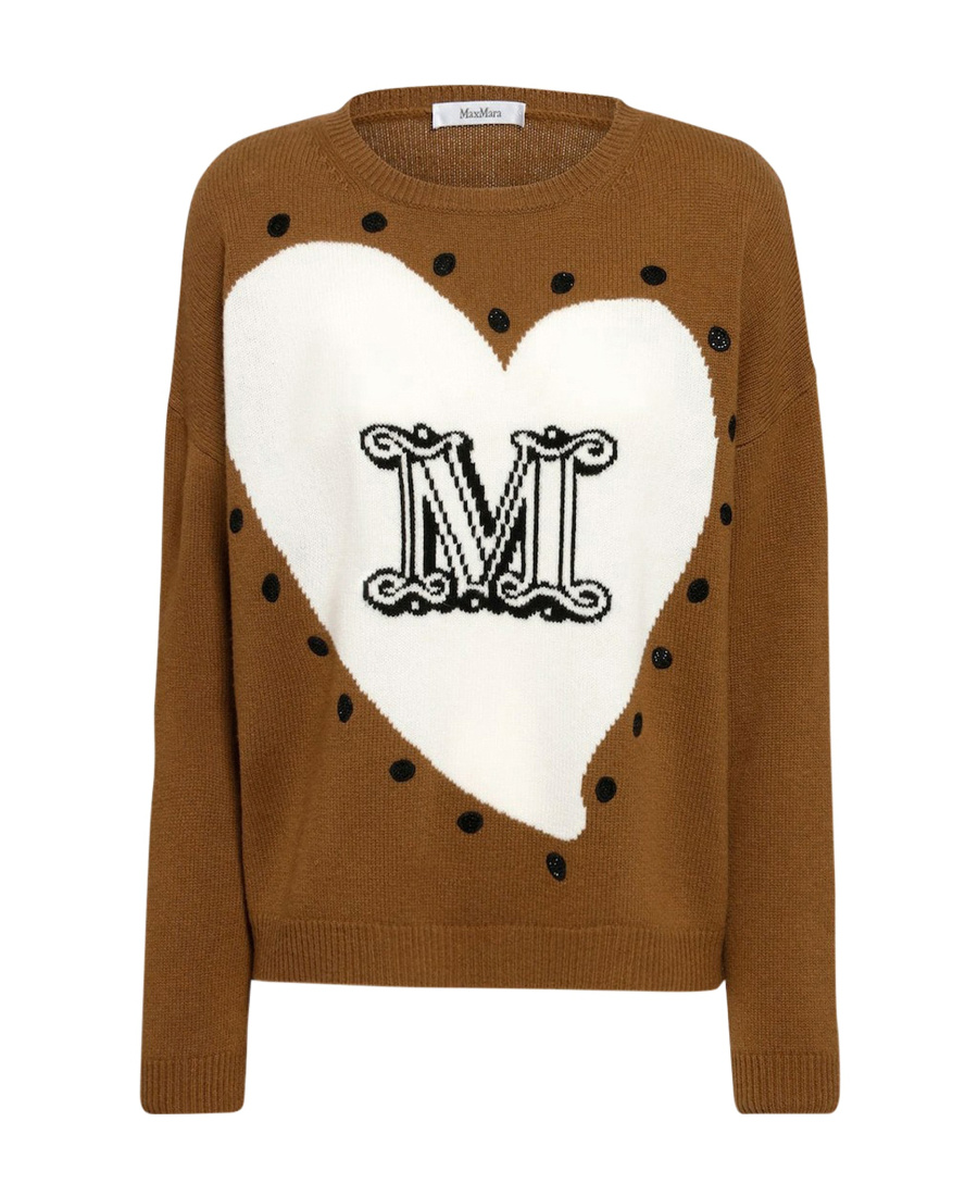 Max Mara Long-sleeved Knitted Sweater In Brown