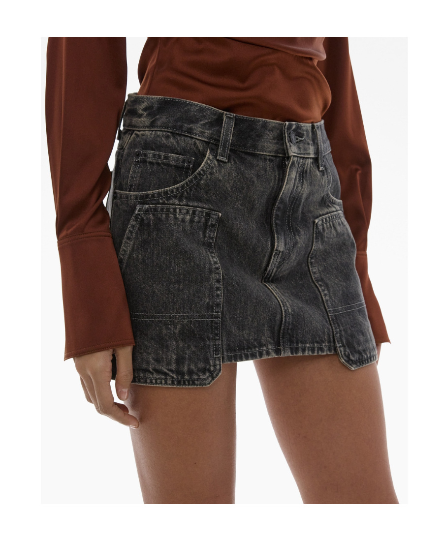 Helmut Lang Black Carpenter Denim Miniskirt In Black