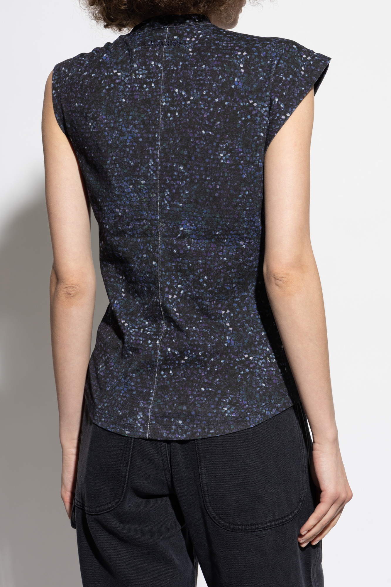 Isabel Marant Nayda Asymmetrical T-shirt With Midnight Blue Print Women In Blue