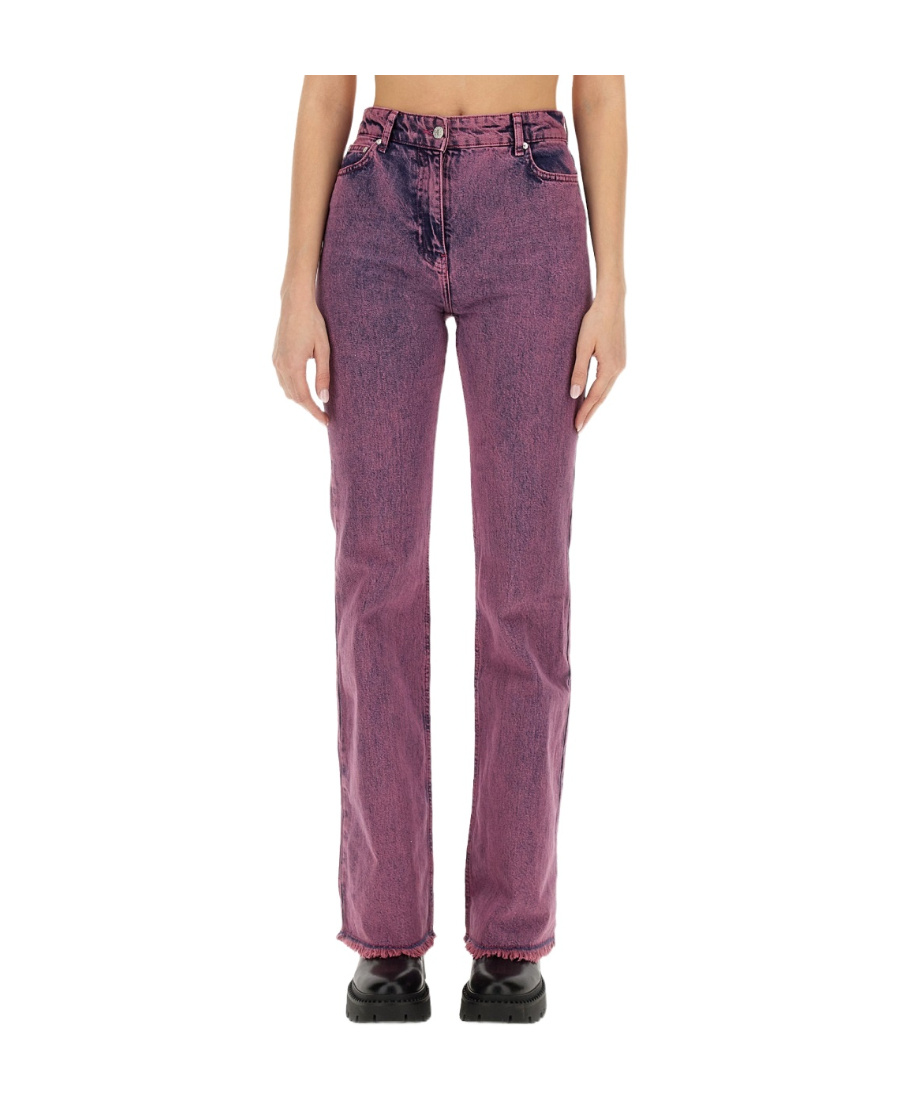 Moschino Belt Ring Denim Trousers In Purple