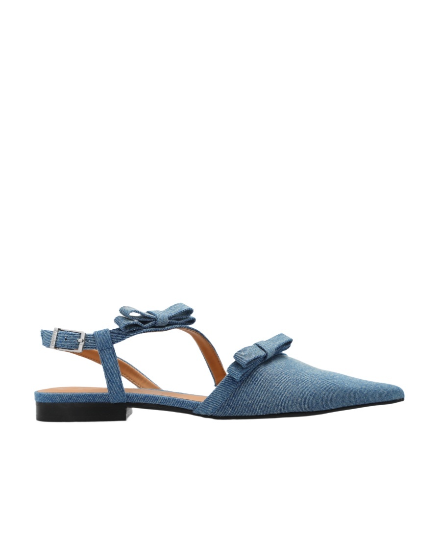 GANNI BOW-DETAILING POINTED-TOE BALLERINA SHOES