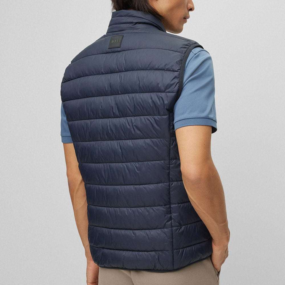 Shop Hugo Boss Logo-print Padded Gilet In Black