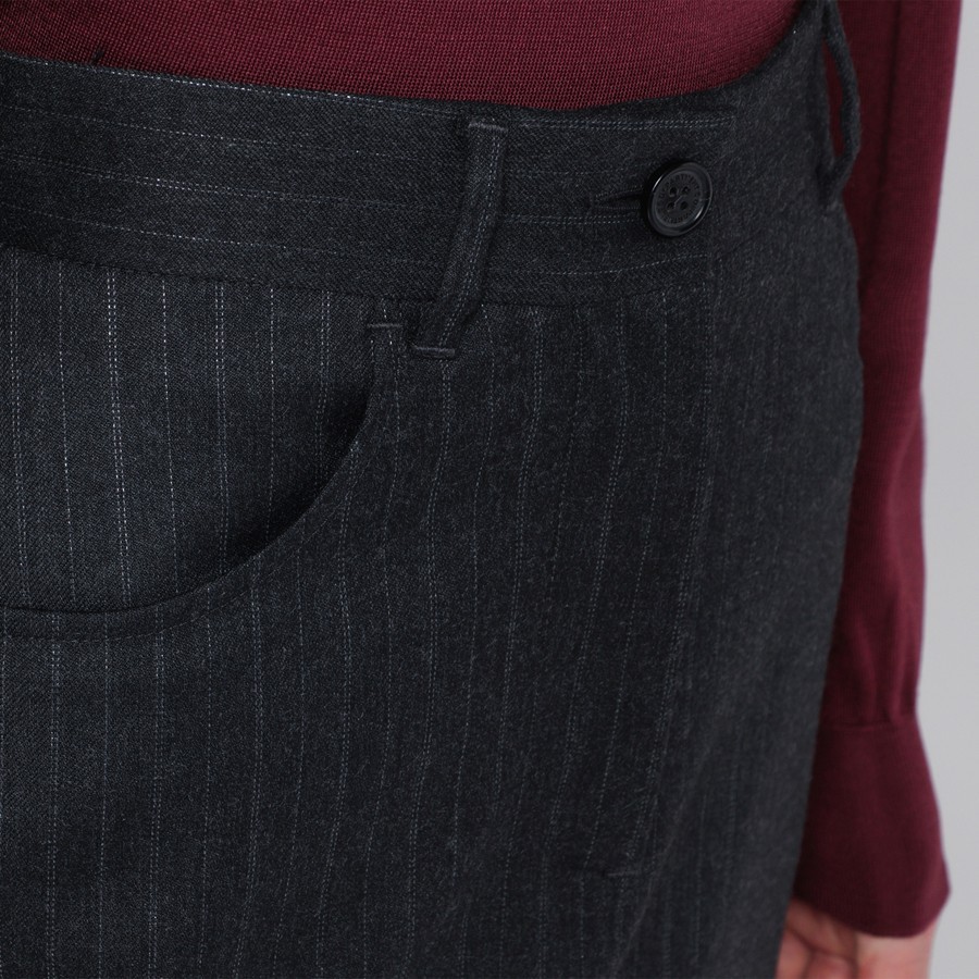 Department Five Department 5 Grey Pinstripe Wool-blend Skirt In Black