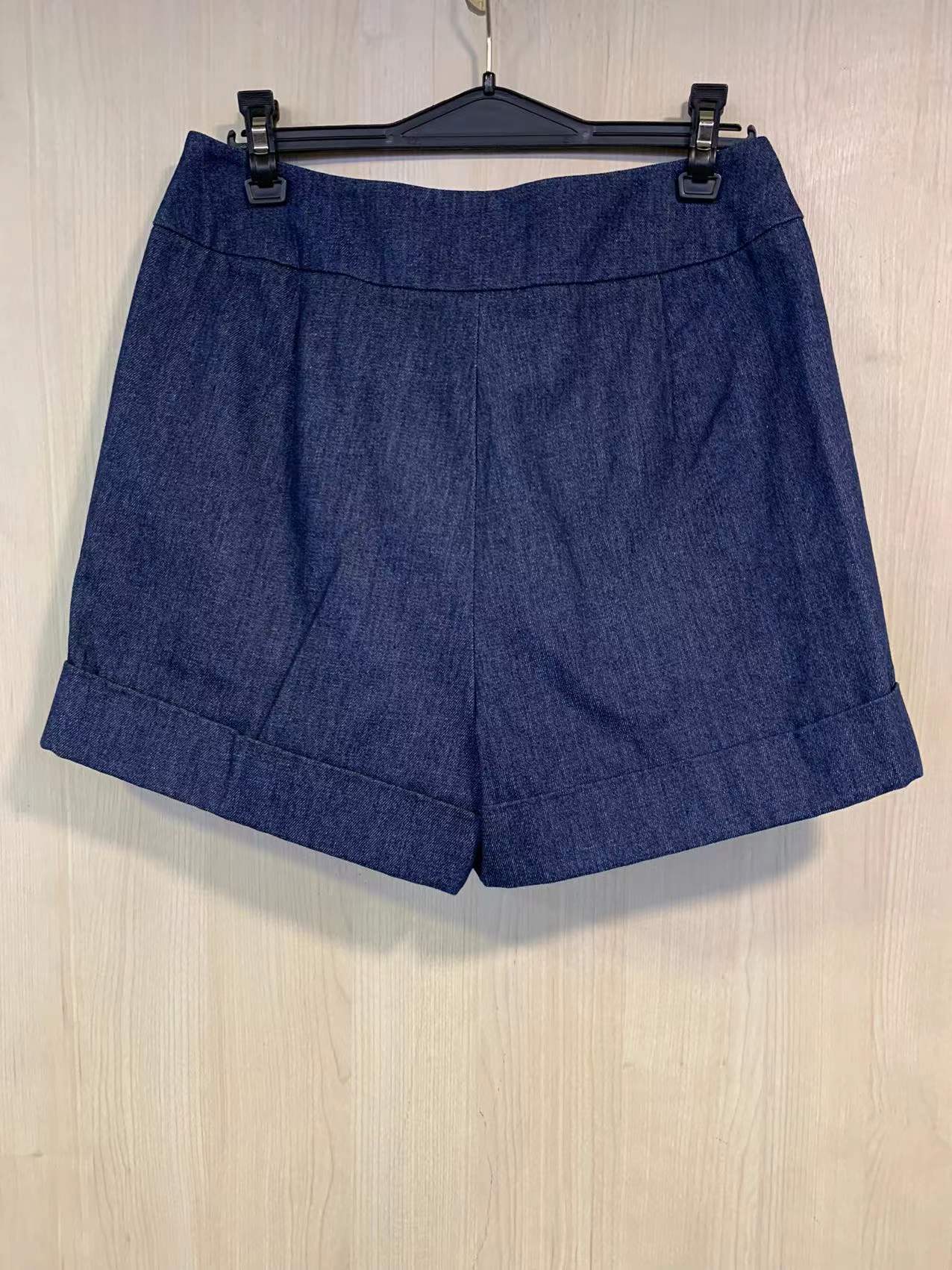 Edward Achour Paris High Waist Denim Shorts In Blue