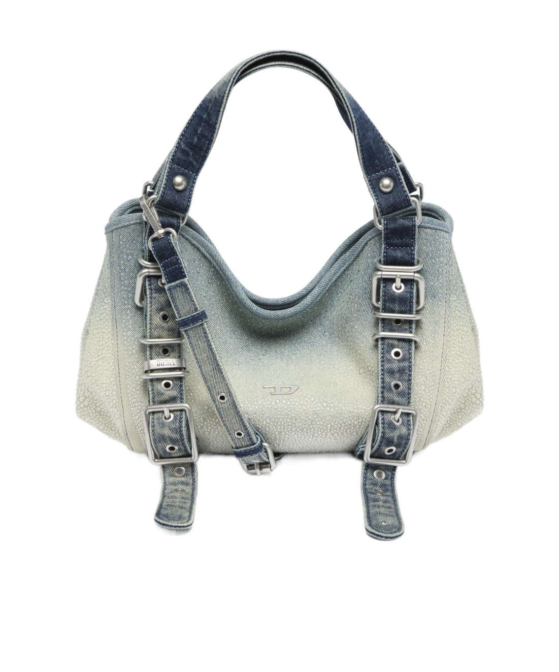 Diesel D-one-small Top-handle Bag In Crystal Solarised Denim In Blue