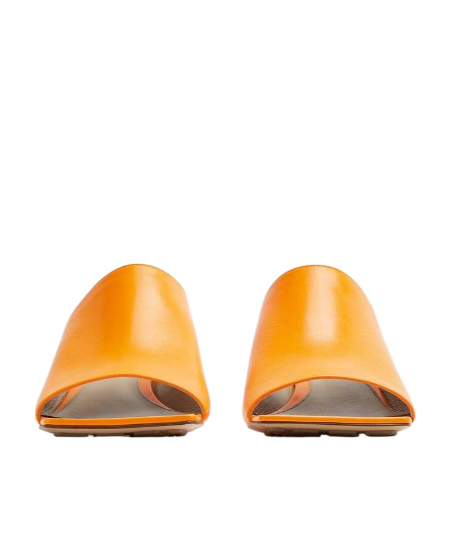 Bottega Veneta Orange Stretch Heeled Sandals In Orange
