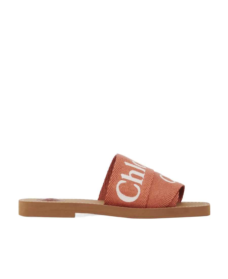 Chloé Woody Logo-embroidered Flat Mules In Brown