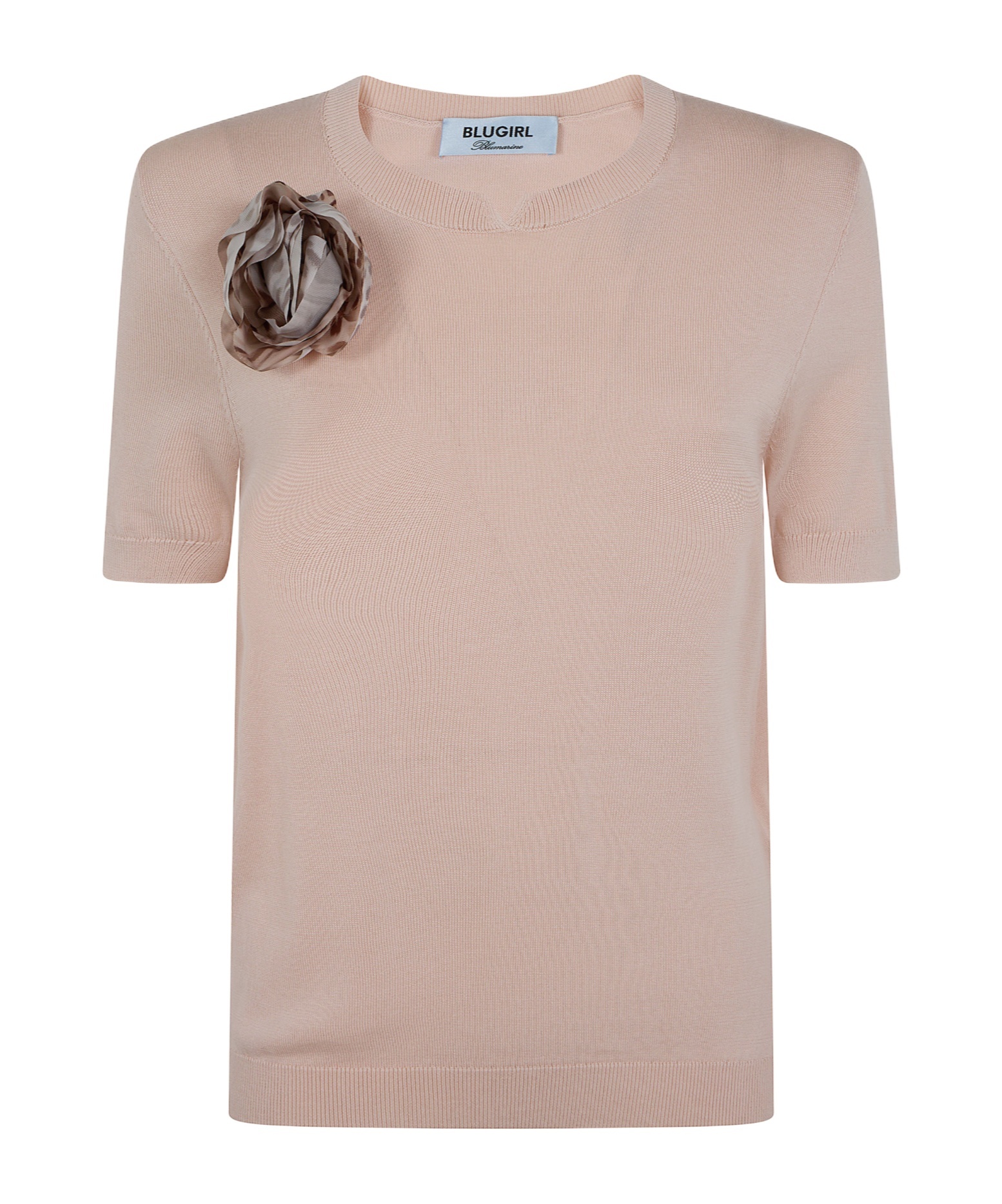 Blugirl Floral-appliqué Short-sleeve Top In Pink