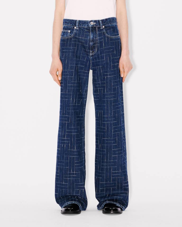 Kenzo ' Weave' Ayame Wide Pants In Japanese Denim In Blue