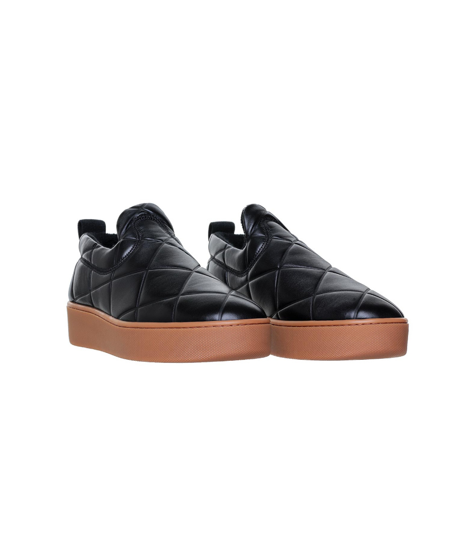 Bottega Veneta Leather Slip-on Sneakers In Black