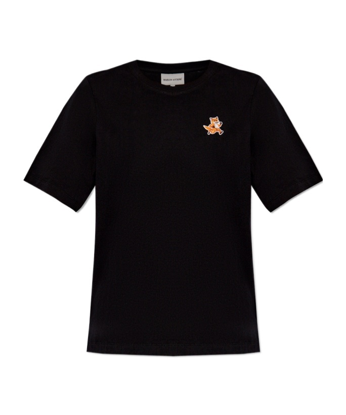 Maison Kitsuné Blue T-shirt With Fox Head Patch In Black