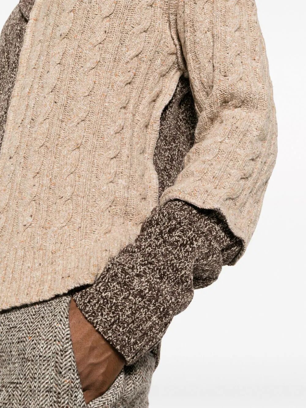 Dolce & Gabbana Asymmetric-neck Patchwork-design Jumper In Nude