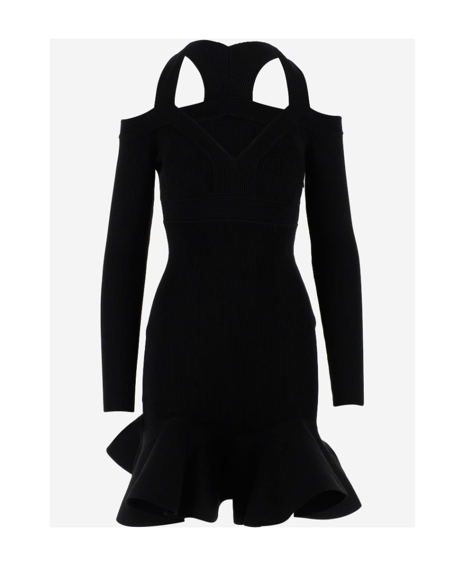 Alexander Mcqueen Alexander Mc Queen Off Shoulder Mini Dress In Black