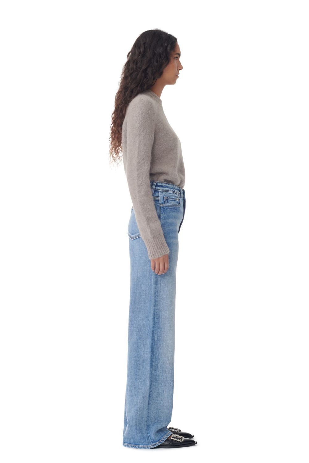 Ganni Andi High-rise Wide-leg Jeans In Blue