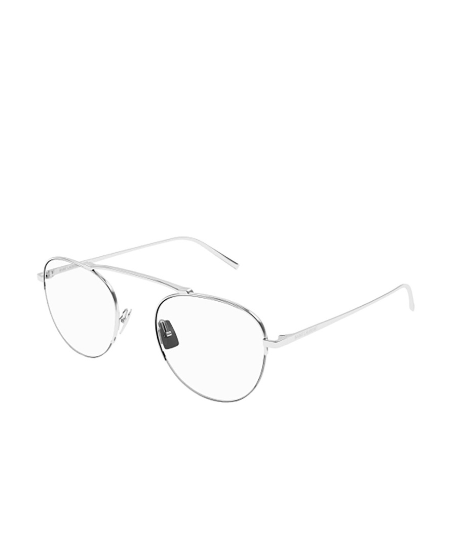 Saint Laurent Logo-engraved Round-frame Glasses In White