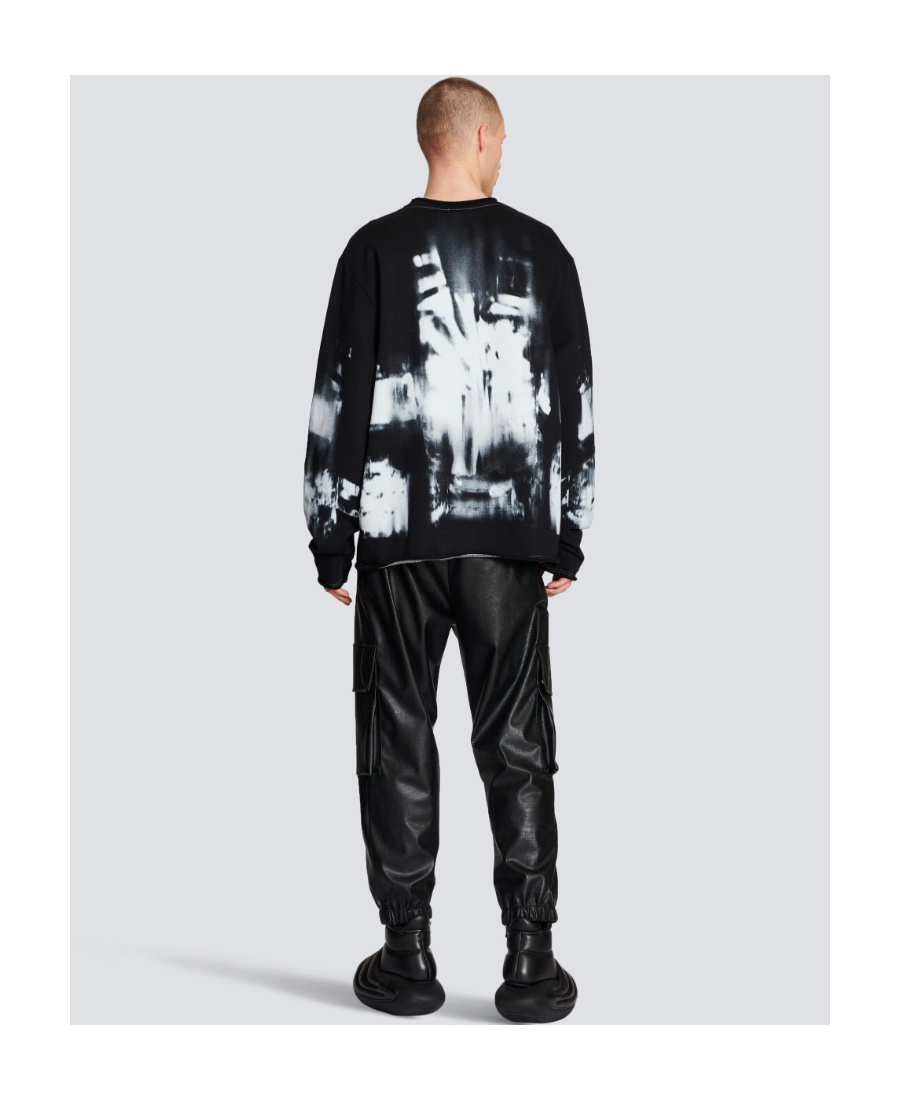 Shop Balmain Cotton T-shirt With Body Armour Print In Black