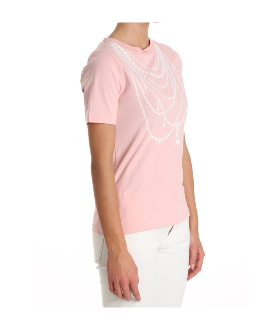 Moschino T-shirt With Round Neck And Short Sleeves In Nude