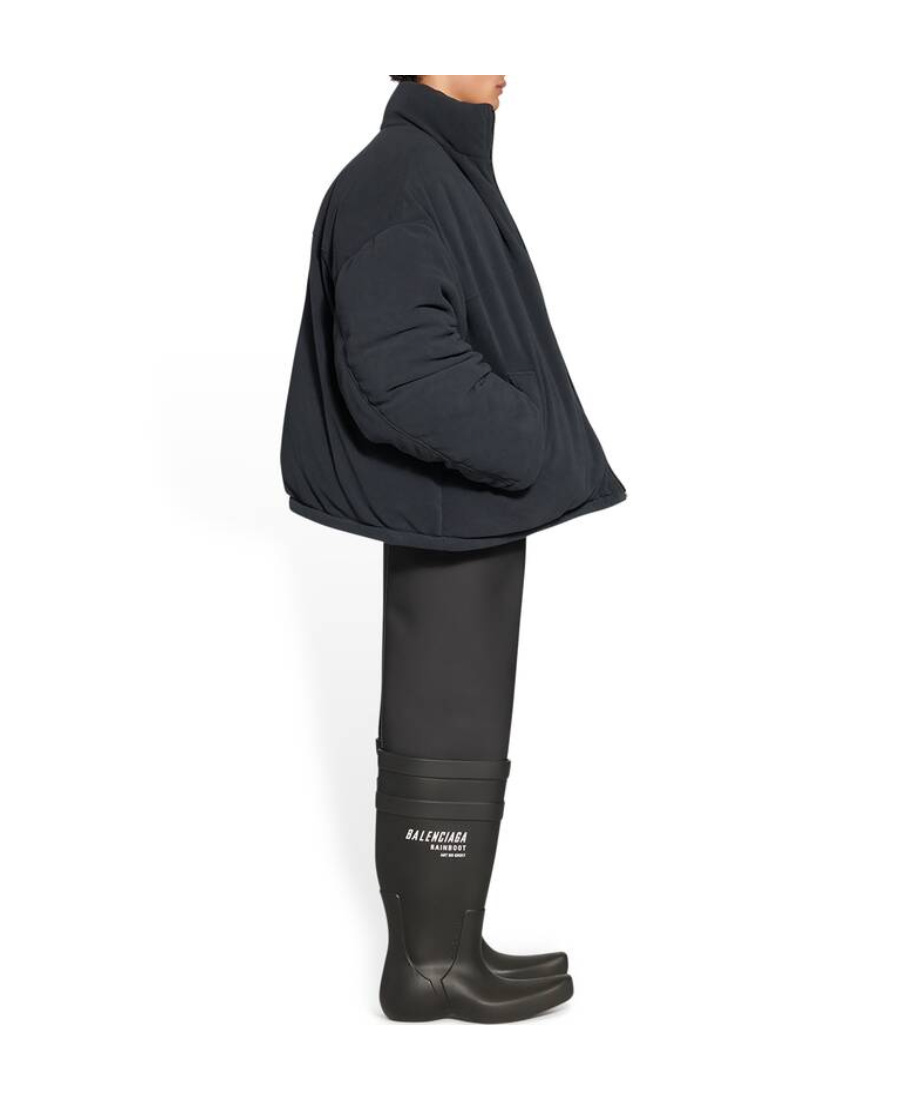 Balenciaga Logo-print Reversible Padded Coat In Black