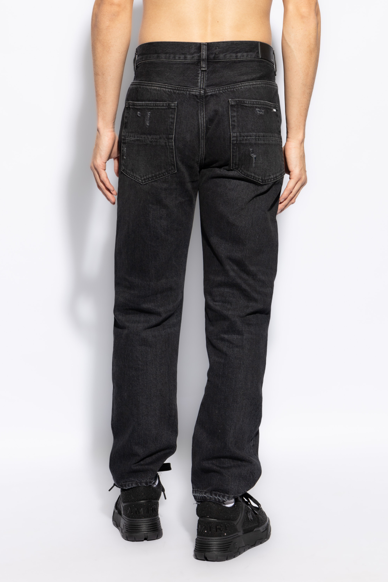 Amiri Straight Cut Loose Jeans In Black