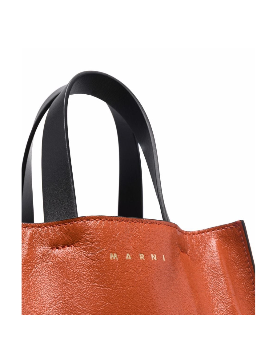 Marni Leather Colour-block Tote Bag In Brown