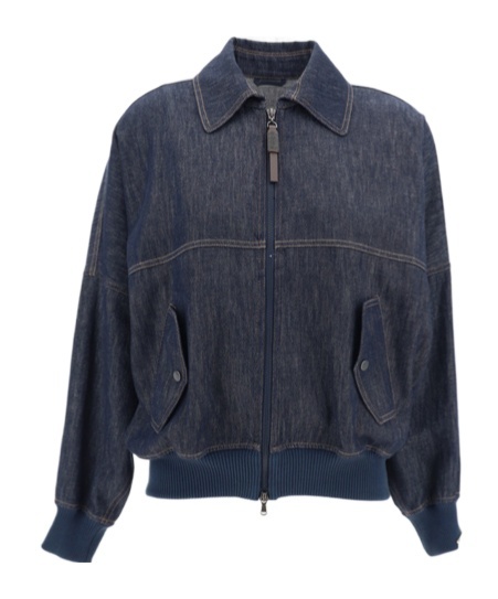 Brunello Cucinelli Long-sleeved Denim Shirt With Bow In Black