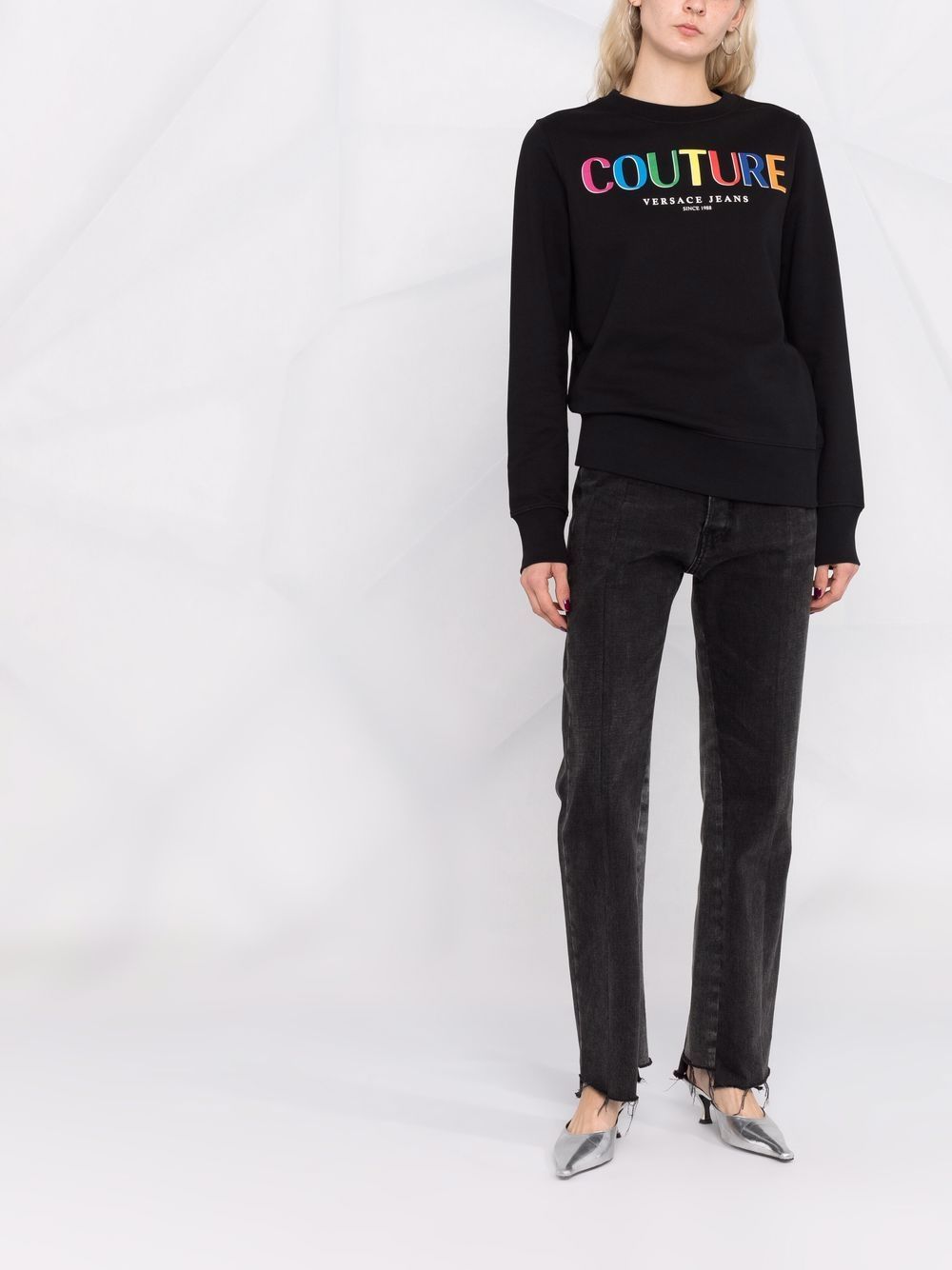 Versace Jeans Logo Print Sweatshirt In Black