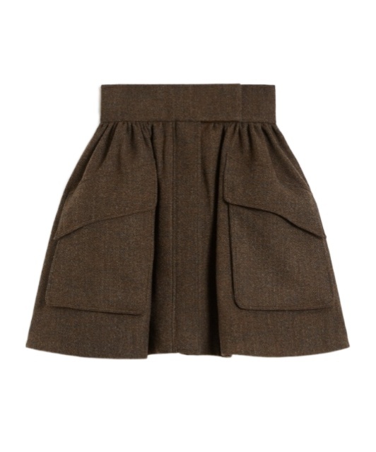 Max Mara Short Wool Skirt In Brown