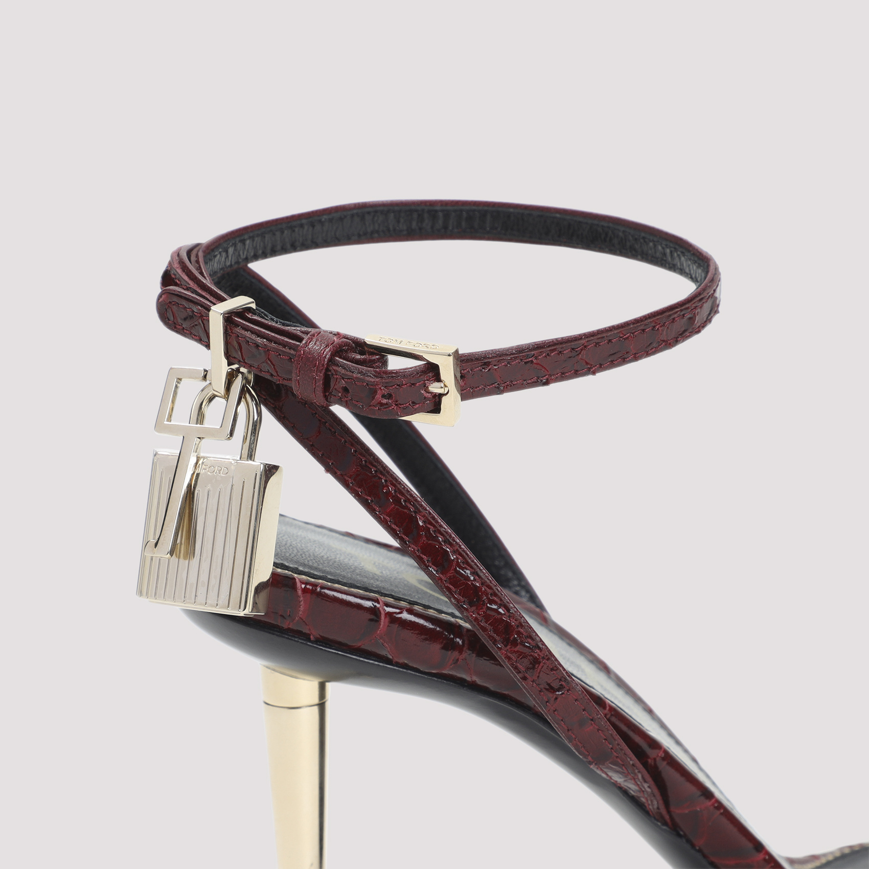 Tom Ford Padlock 90 Python Print Leather Sandals In Brown